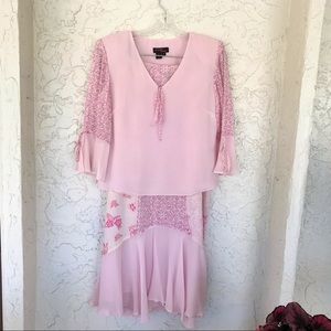 ✨Vintage Cynthia Howie TwoPiece Silk in Pale Pink, Sz4